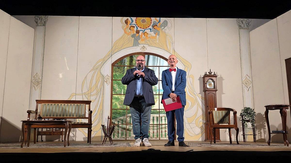 Il presidente del Mosaico Emilio Zenato e il presentatore Bruno Candita